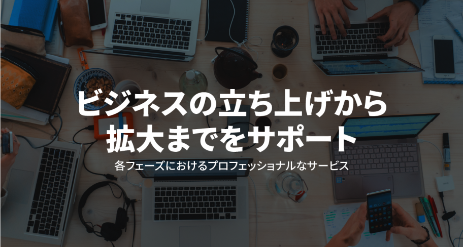 ビジネスの立ち上げから拡大までをサポート 各フェーズにおけるプロフェッショナルなサービス
